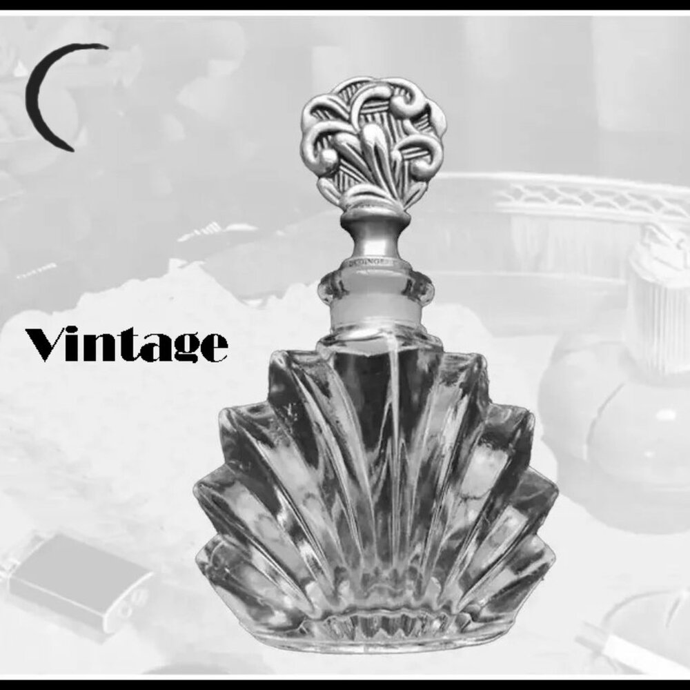 Vintage Crystal Perfume Bottle with Sterling Silver Stopper by Godinger